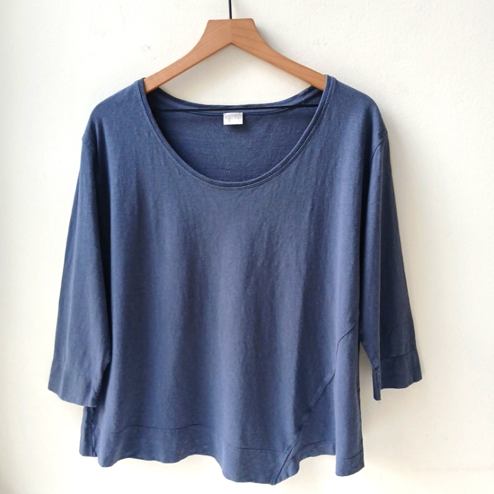 Poetry Scoop Neck Hemp Blend Top Blue Women's 14